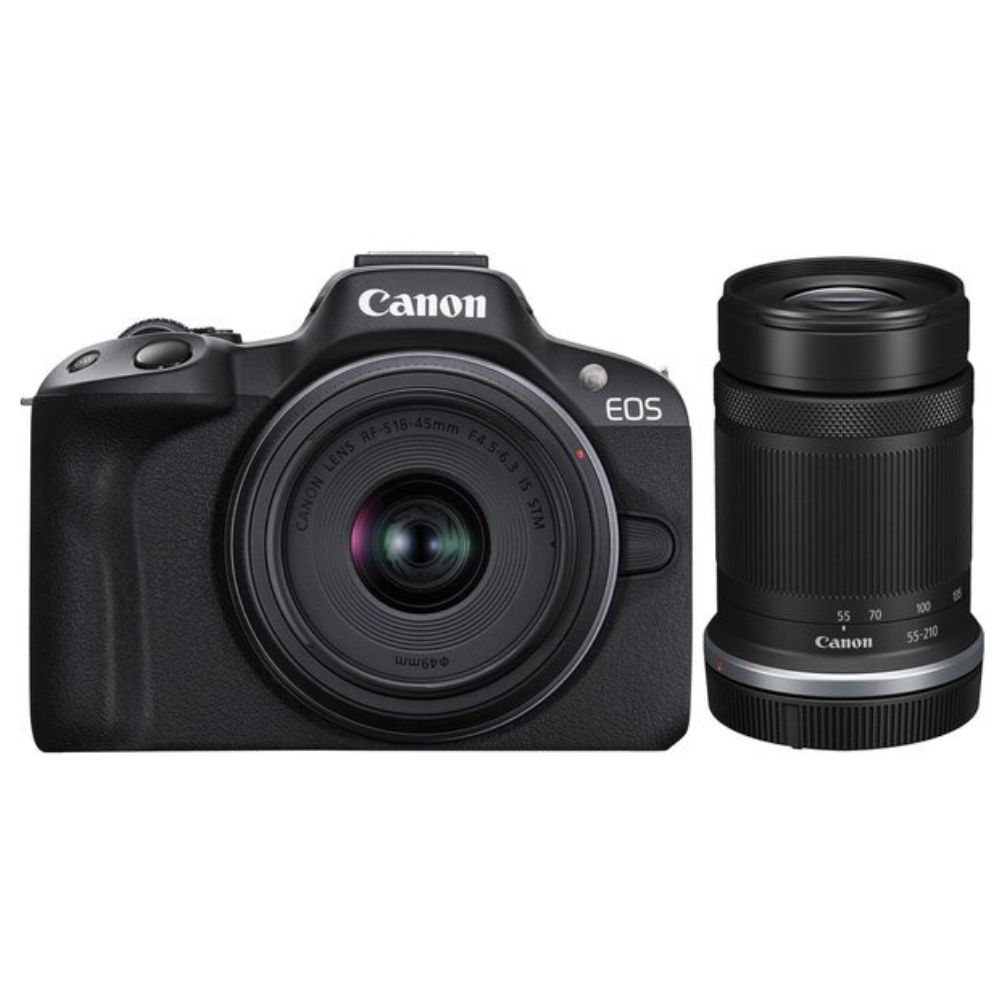 купить Цифровой фотоаппарат CANON EOS R50 + RF-S 18-45 mm IS STM + RF-S 55-210 mm IS STM Black 5811C034 в Алматы