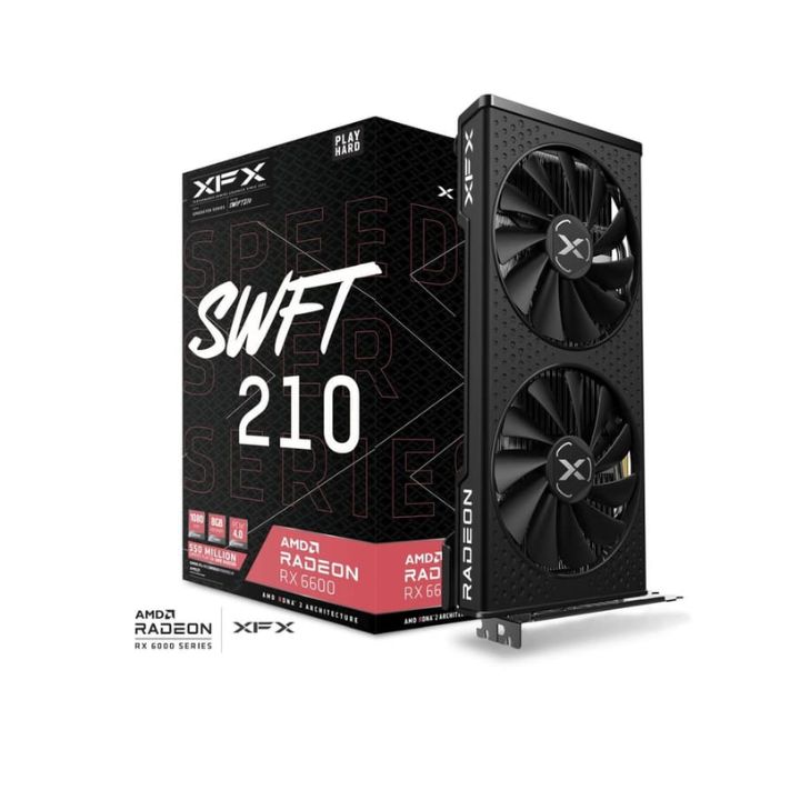 купить XFX AMD Video Card RX-6600 SWIFT210 CORE 8GB GDDR6, 3x DP, HDMI, 2 fan, 2 slot в Алматы