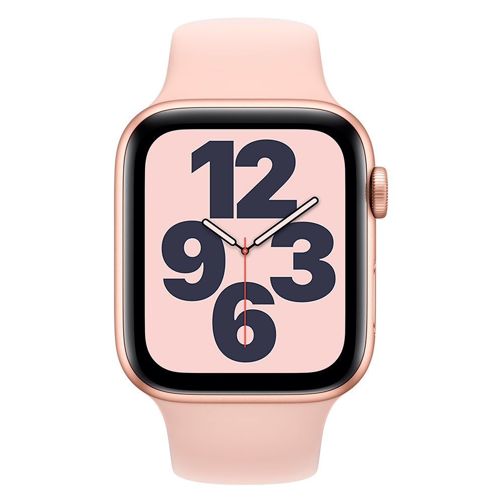 купить Apple Watch SE GPS, 44mm Gold Aluminium Case with Pink Sand Sport Band - Regular, Model A2352 в Алматы