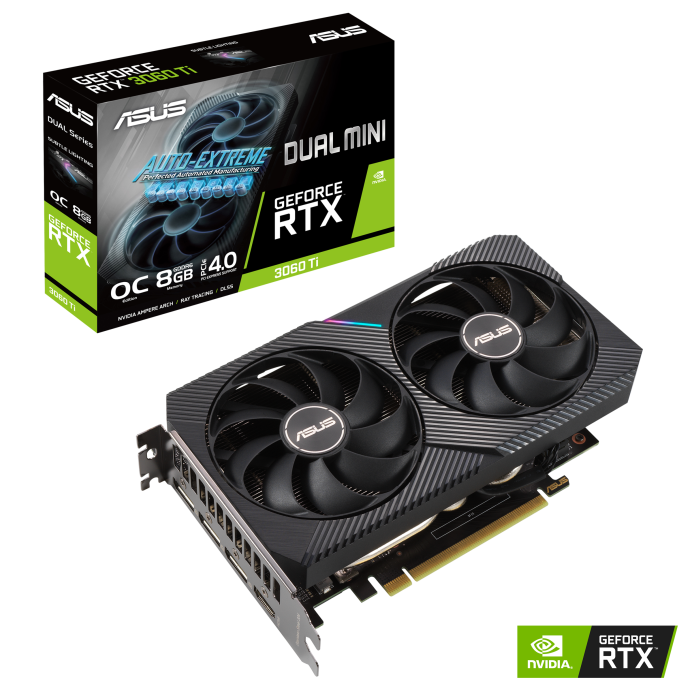 купить Видеокарта ASUS DUAL-RTX3060TI-O8G-MINI-V2, 8Gb/256bit GDDR6, HDMI 2.1, 3xDP 1.4a, HDCP, BOX в Алматы