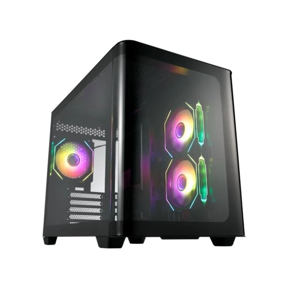 купить Компьютерный корпус FSP S380, Без БП, 2xUSB3.0, Type-C, 3xFAN120 ARGB, Curved Glas, Black, M-ATX в Алматы