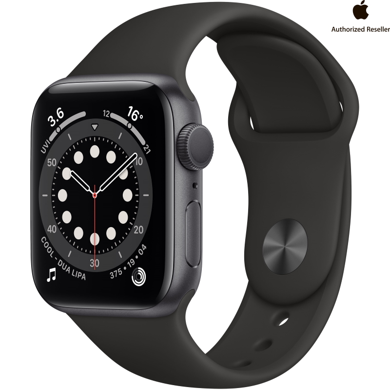 купить Apple Watch Series 6 GPS, 40mm Space Gray Aluminium Case with Black Sport Band - Regular, Model A2291 в Алматы