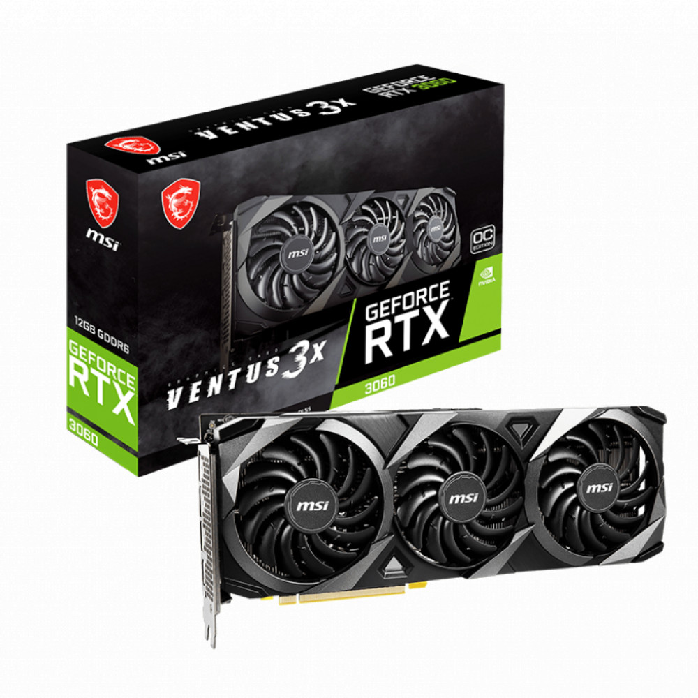 купить Видеокарта MSI GeForce RTX3060 VENTUS 3X OC, 12G GDDR6 192-bit HDMI 3xDP RTX 3060 VENTUS 3X 12G OC в Алматы