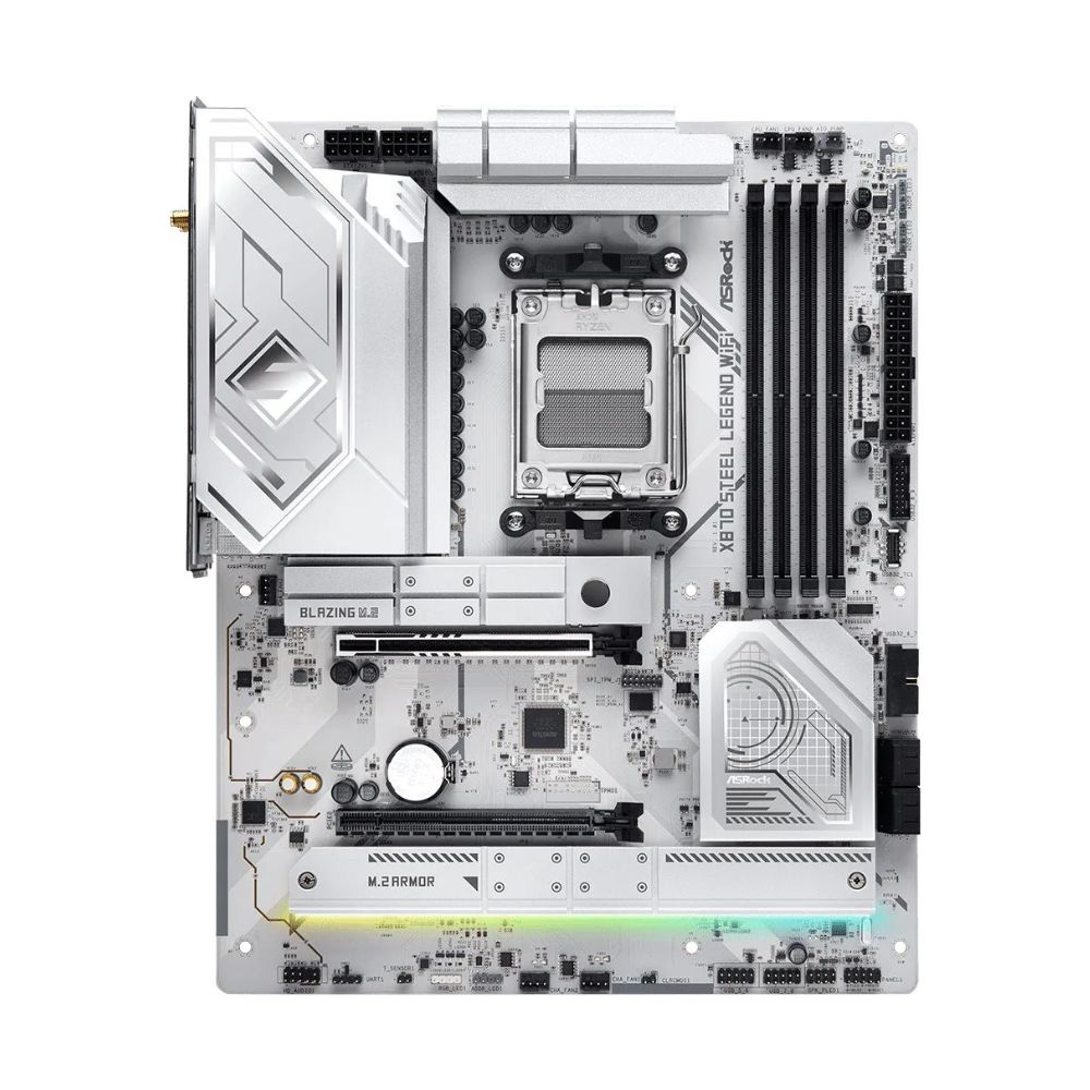 купить Материнская плата ASRock X870 STEEL LEGEND WIFI AM5 4xDDR5 4xSATA3 3xM.2 1xHDMI 2xType-C ATX в Алматы