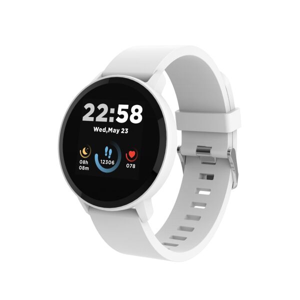 купить CANYON Smart watch, 1.3inches IPS full touch screen, Round watch, IP68 waterproof, multi-sport mode, BT5.0, compatibility with iOS and android, Silver white, Host: 25.2*42.5*10.7mm, Strap: 20*250mm, 45g в Алматы