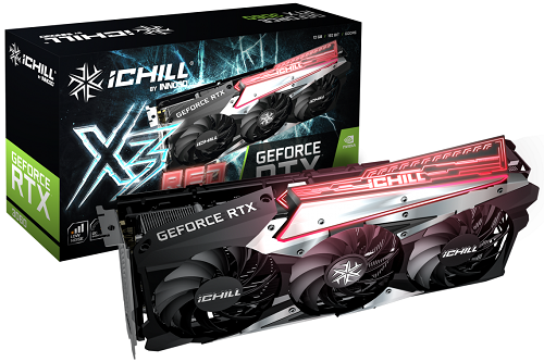 купить 12GB RTX 3060 GDDR6 192-bit 1320/1837 MHz, DPx3, HDMIx1, PCIe4.0, Inno3D RTX3060 IChill X3 RED (C30603-12D6X-167139AH) 3Fan, 300 мм, 3 слота, 8-pinX1, Минимальный блок питания 550W в Алматы