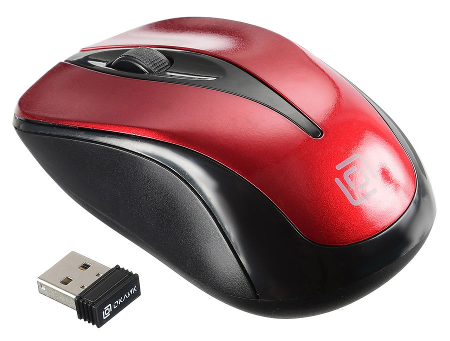 купить Мышь Oklick 675MW черный/красный оптическая (800dpi) беспроводная USB (2but) в Алматы
