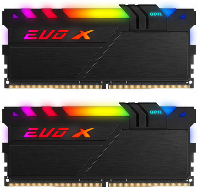 купить Оперативная память  32GB Kit (2x16GB) GEIL DDR4 PC4-25600 3200MHz EVO X II Black с RGB подсветкой 16-18-18-36 GEXSB432GB3200C16ADC Retail Pack в Алматы