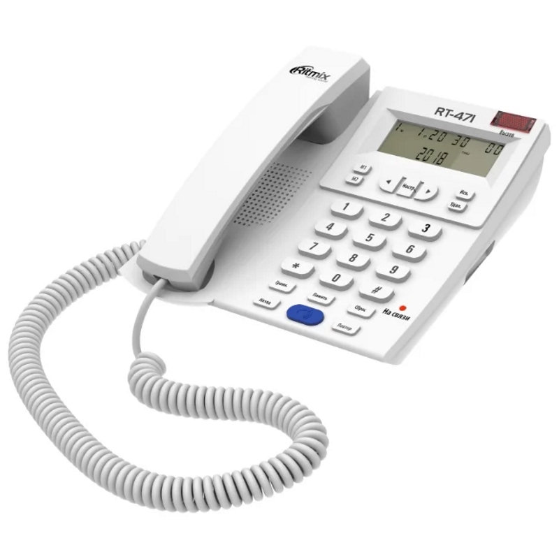 купить Телефон проводной Ritmix RT-471 белый в Алматы