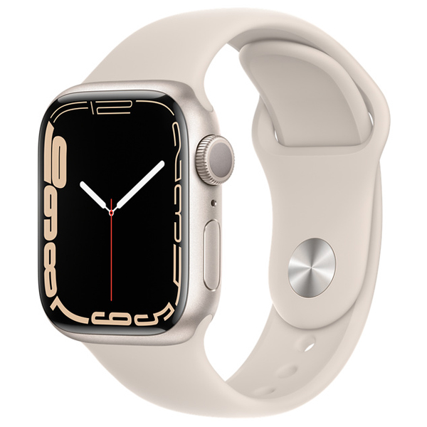 купить Apple Watch Series 7 GPS, 45mm Starlight Aluminium Case with Starlight Sport Band - Regular, A2474 в Алматы