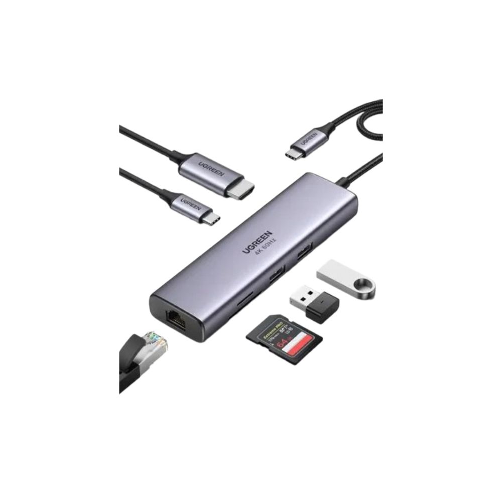 купить Конвертер Ugreen CM512 USB-C To 3*USB 3.0 A+HDMI+RJ45+PD 15598 в Алматы