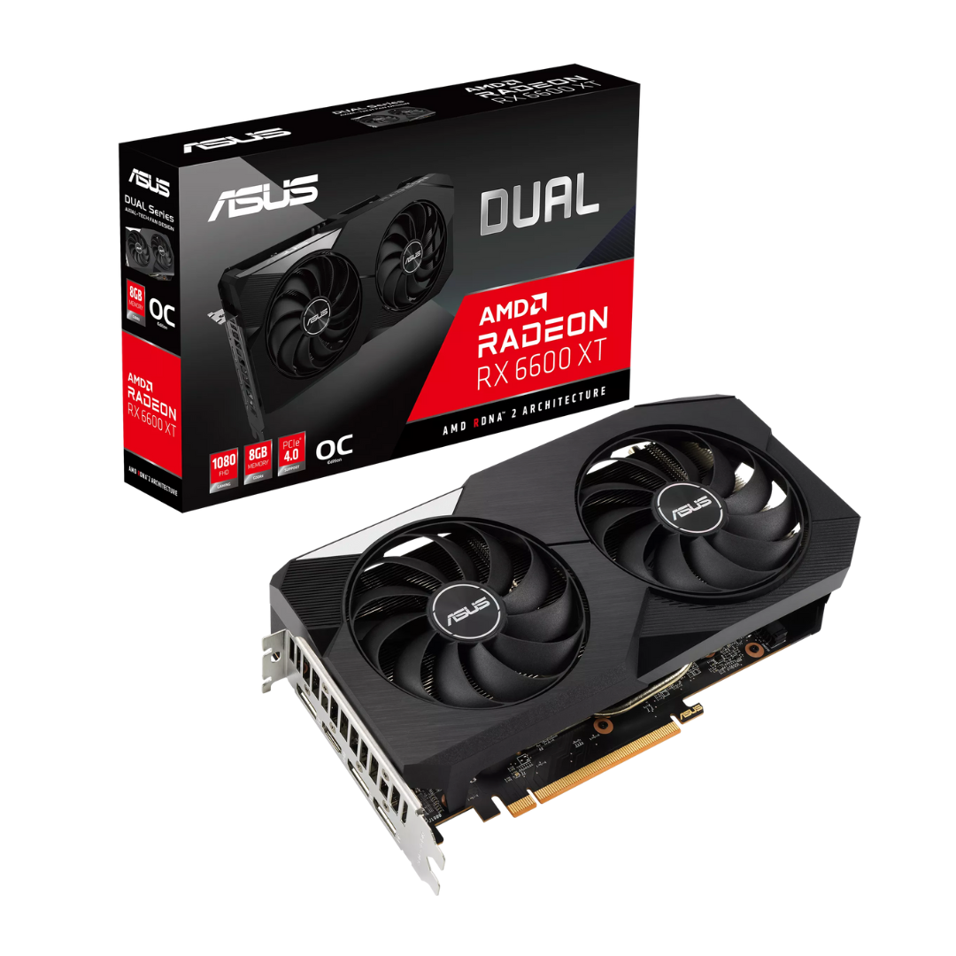 купить Видеокарта ASUS DUAL-RX6600XT-O8G, 8Gb GDDR6, 128 bit, HDMI, 3xDP, BOX в Алматы