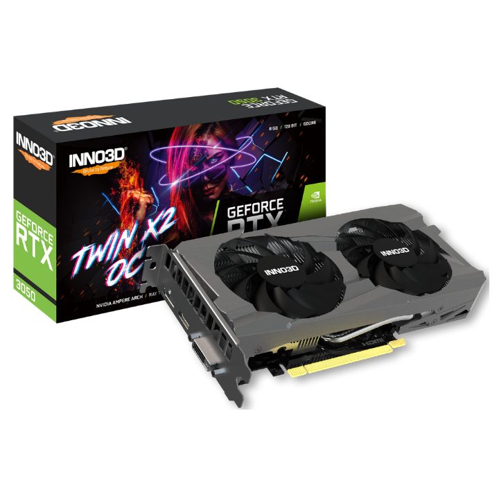 купить Видеокарта Inno3D GeForce RTX3050 Twin X2 OC, 8G GDDR6 128bit DVI HDMI DP N30502-08D6X-1711VA41 в Алматы