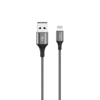 Купить Кабель Olmio BASIC, USB 2.0 - lightning, 1.2м, 2.1A, текстильная оплетка, серый Алматы