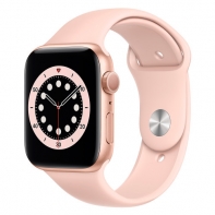 купить Apple Watch Series 6 GPS, 44mm Gold Aluminium Case with Pink Sand Sport Band - Regular, Model A2292 в Алматы фото 1