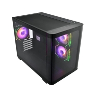 купить Компьютерный корпус FSP S380, Без БП, 2xUSB3.0, Type-C, 3xFAN120 ARGB, Curved Glas, Black, M-ATX в Алматы фото 2