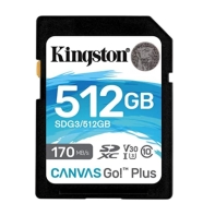 Купить Карта памяти SD, Kingston Canvas Go! Plus, 512GB, SDG3/512GB, Class 10, UHS-I, R170/W90 Алматы