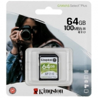 Купить Карта памяти SD, Kingston Canvas Select Plus, 64GB, SDS2/64GB, UHS-I, R100, V10 Алматы